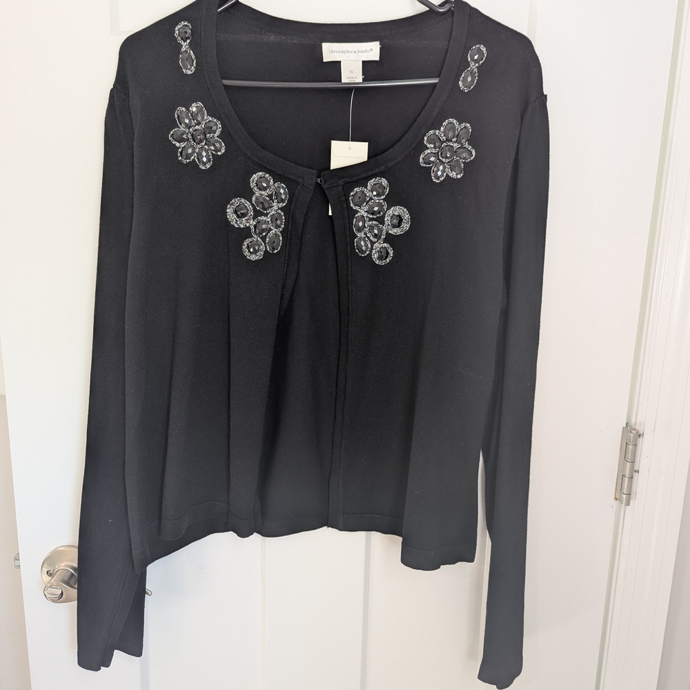 Christopher & Banks Black Embellished Cardigan